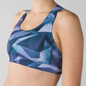 Lululemon Women's All Sport Bra III Blue Purple Pretty Prism Workout‎ Bra Size 4